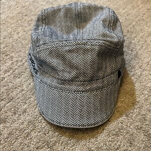Brooks Black and White Herringbone newsboy running Cap